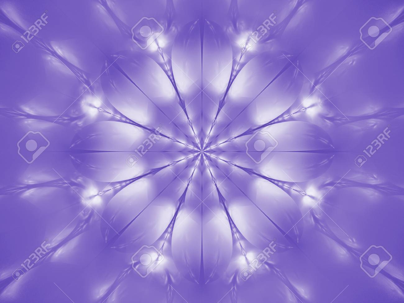 Exotic flower in pastel violet colors. Abstract glossy mandala. Fantasy fractal art. 3D rendering.