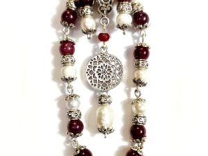 Set PERLE naturale + GRANAT + pandantiv mandala